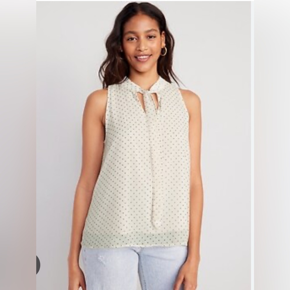 High Neck Bow-Front Chiffon Top S